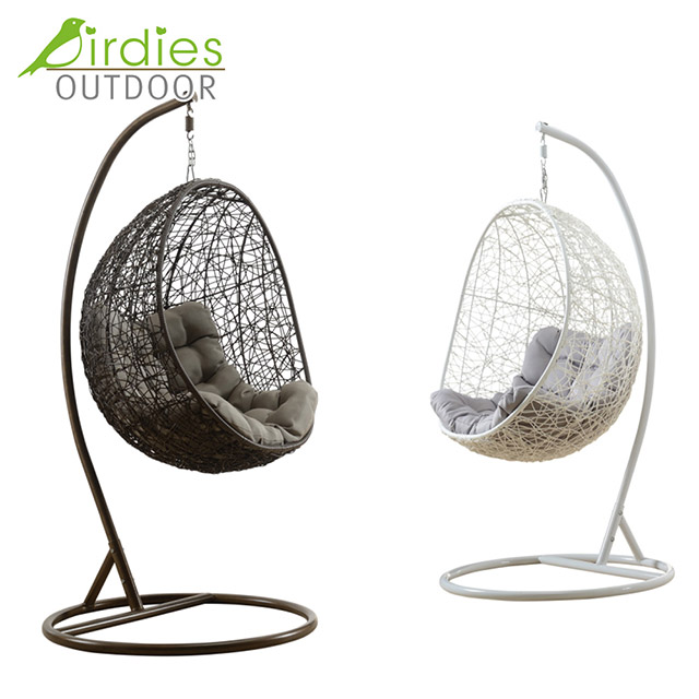 Birdies Factory Egg Frame Balcony Garden Silla de mimbre al aire libre Swing