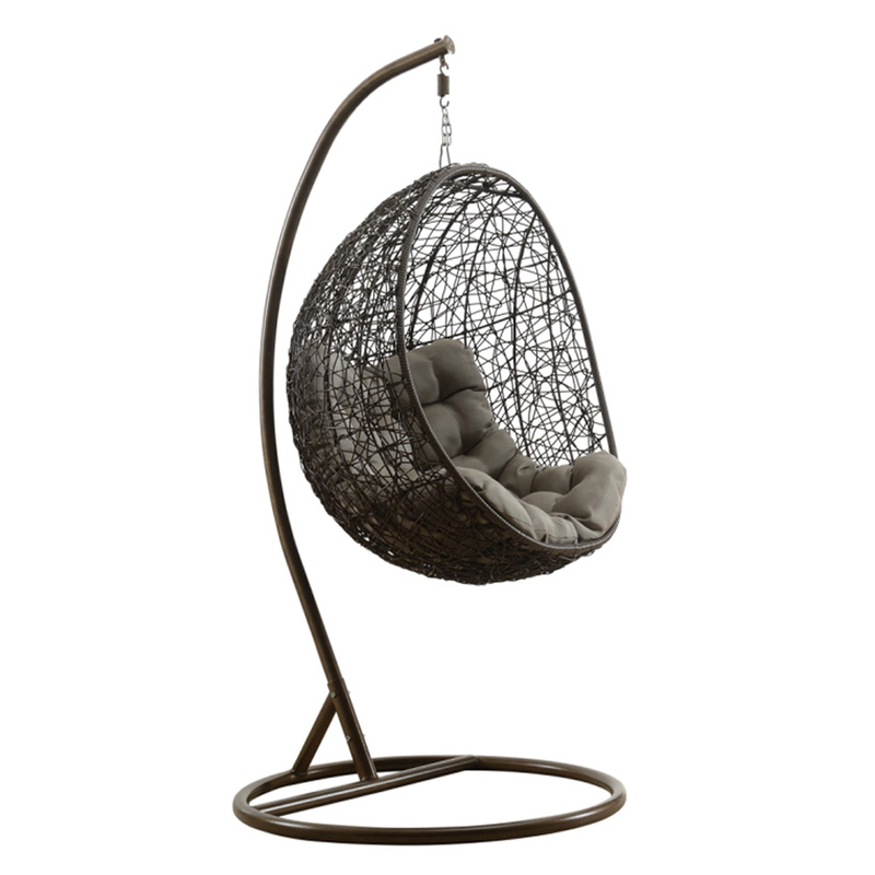 Silla colgante de doble bastón para exteriores con soporte