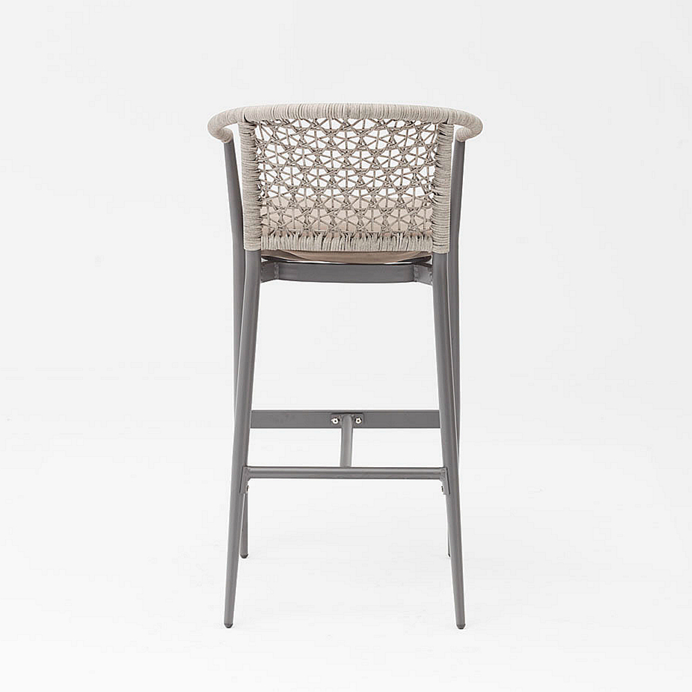 Diseño de nueva tecnología popular Marco de aluminio de ratán moderno Terraza Fiesta familiar Reposabrazos Ocio Silla de bar al aire libre