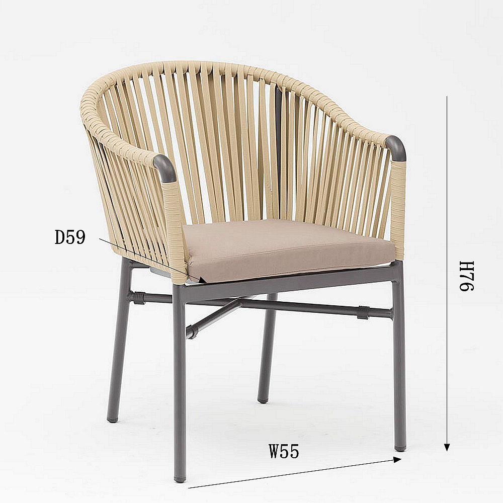 Nueva gran oferta, dise&ntilde;o art&iacute;stico de cuerda, coj&iacute;n trasero suave de aluminio, moderna terraza al aire libre, playa, jard&iacute;n, silla de cuerda de color