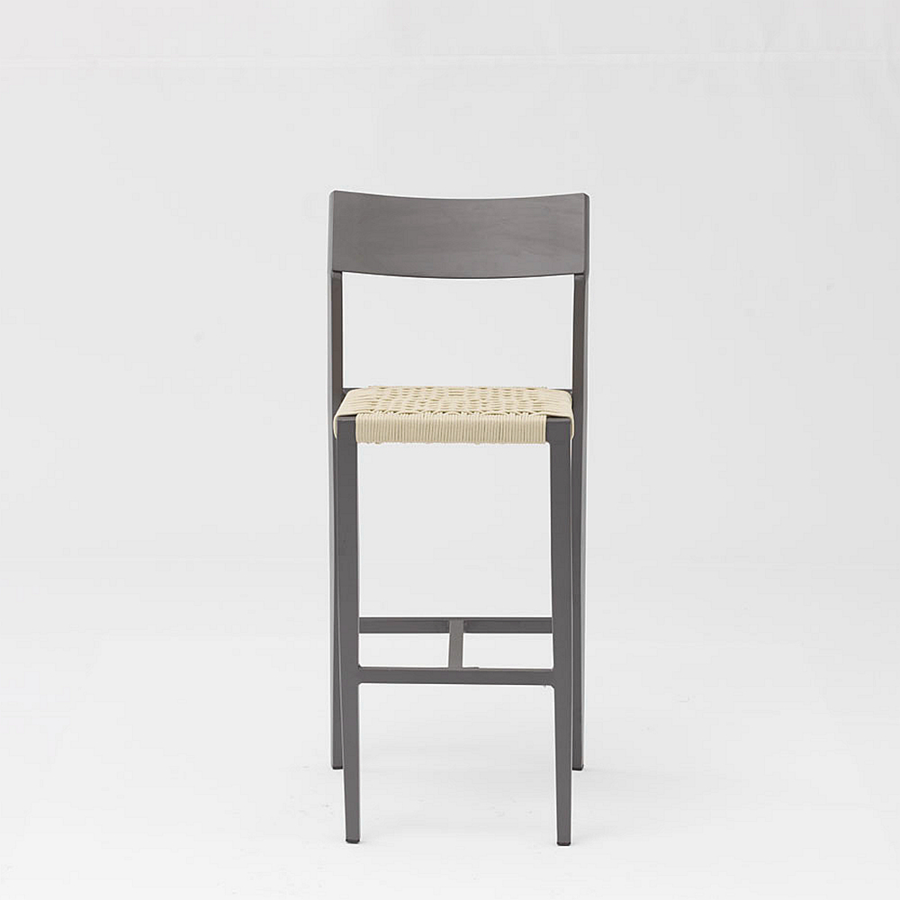 Nueva gran oferta, diseño artístico de cuerda, moderno, elástico, suave, cojín trasero, jardín de aluminio, terraza, Pub, silla de bar al aire libre