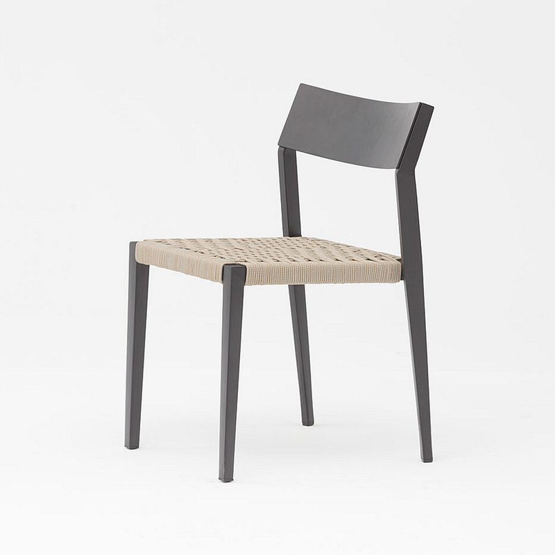 Nuevo y moderno diseño de arte de cuerda elástico suave cojín trasero de aluminio jardín terraza playa silla de cuerda al aire libre