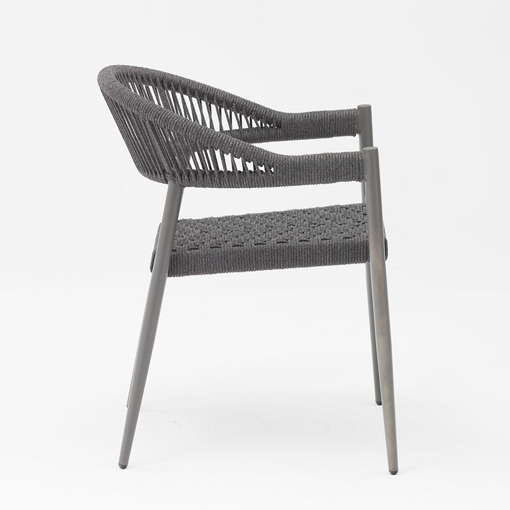 Nuevo diseño duradero cuerda suave elástica marco de aluminio trenzado moderno jardín terraza cuerda silla al aire libre