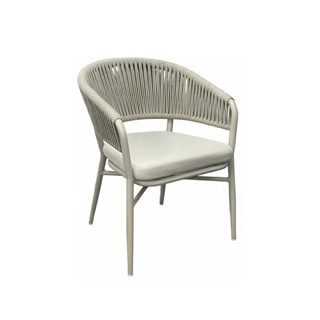 Silla de comedor de exterior de cuerda de aluminio con cojín, sillón de patio tejido resistente a la intemperie, muebles de interior y exterior para villa, cafetería, balcón y jardín
