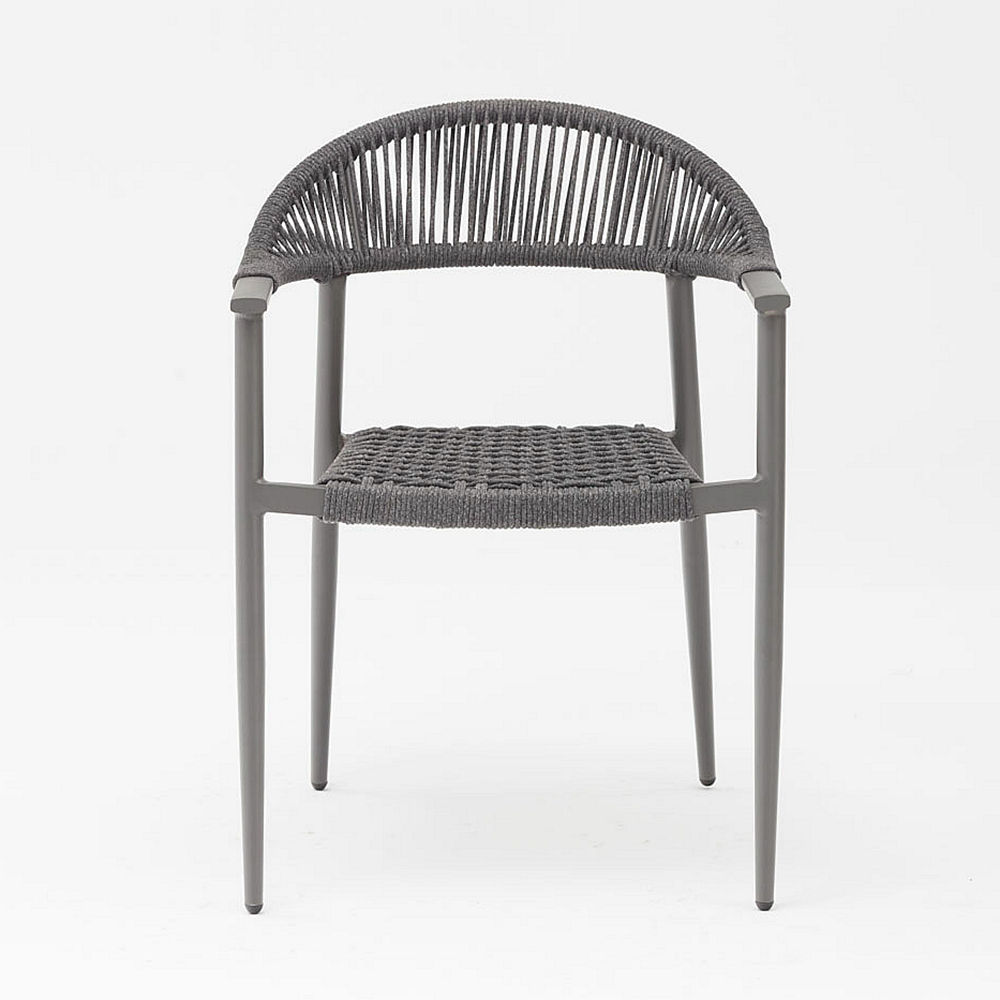 Nuevo diseño moderno Durable Cuerda suave elástica Estructura de aluminio trenzado Terraza Jardín Silla de cuerda al aire libre