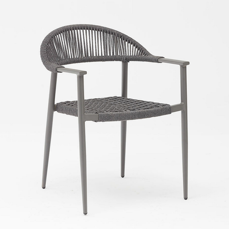 Nuevo diseño moderno Durable Cuerda suave elástica Estructura de aluminio trenzado Terraza Jardín Silla de cuerda al aire libre