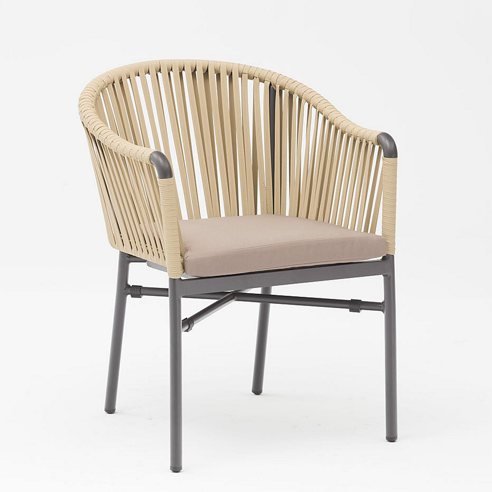 Nueva Gran Oferta, Diseño Artístico De Cuerda, Cojín Trasero Suave De Aluminio, Moderna Terraza Al Aire Libre, Playa, Jardín, Silla De Cuerda De Color