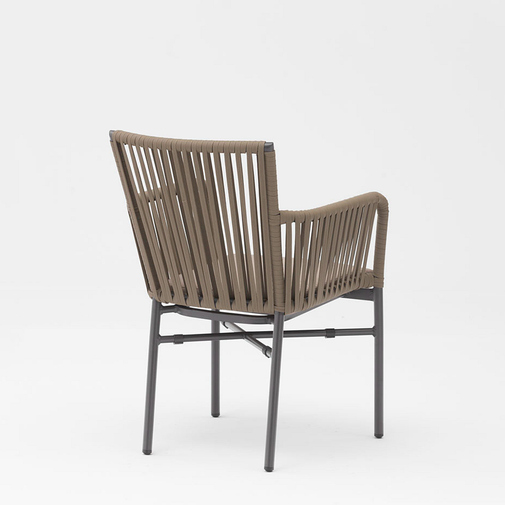 Diseño de nueva tecnología moderna cuerda suave elástica marco de aluminio trenzado terraza jardín silla de cuerda al aire libre