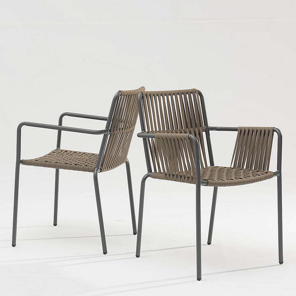 Dise&ntilde;o de nueva tecnolog&iacute;a moderna cuerda suave el&aacute;stica marco de aluminio trenzado terraza jard&iacute;n silla de cuerda al aire libre