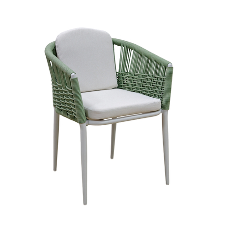 Sistema de cena tejido del patio de la cuerda, mesa y silla al aire libre del marco de aluminio a prueba de herrumbre