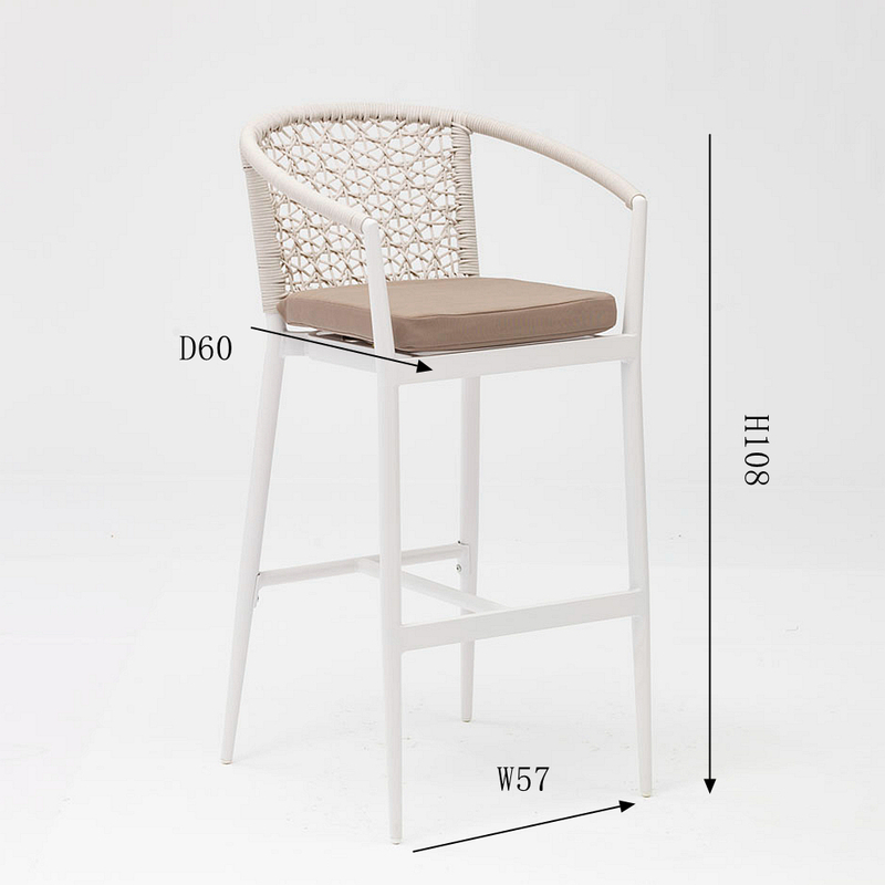 Diseño de nueva tecnología popular Marco de aluminio de ratán moderno Terraza Fiesta familiar Reposabrazos Ocio Silla de bar al aire libre