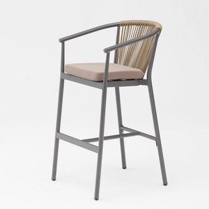 Silla de Bar de cuerda para exteriores, cojín trasero suave elástico con diseño artístico de cuerda, gran oferta, moderna, de aluminio, para terraza, fiesta, Pub