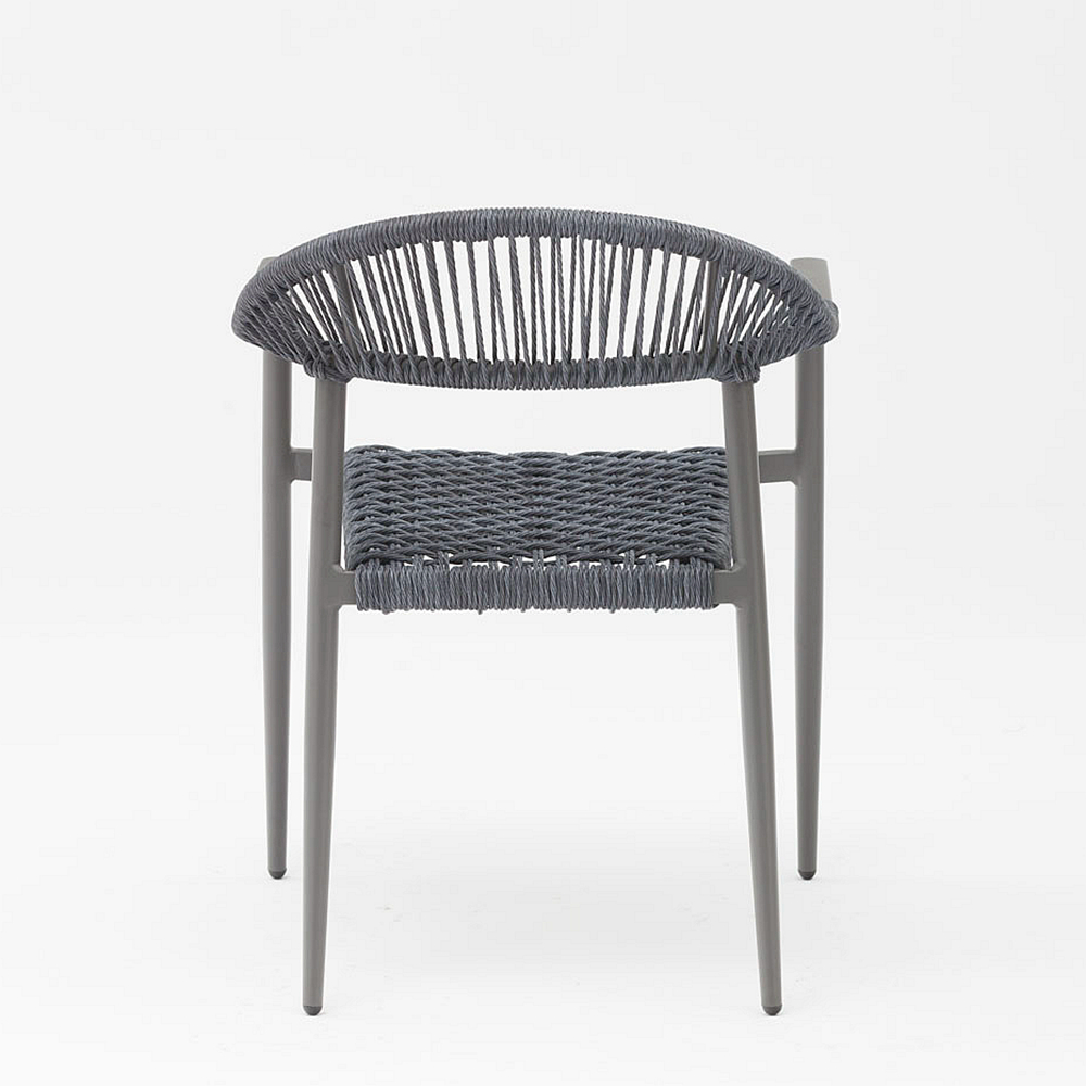 Nuevo diseño moderno Durable Cuerda suave elástica Estructura de aluminio trenzado Terraza Jardín Silla de cuerda al aire libre