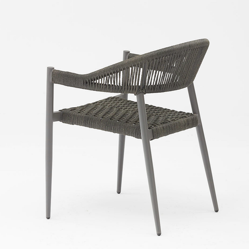 Nuevo diseño duradero cuerda suave elástica marco de aluminio trenzado moderno jardín terraza cuerda silla al aire libre