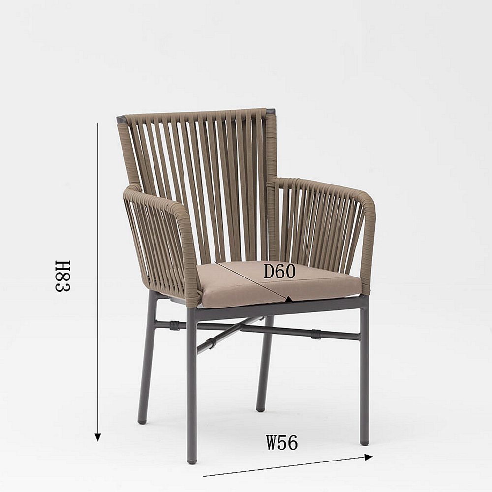 Dise&ntilde;o de nueva tecnolog&iacute;a moderna cuerda suave el&aacute;stica marco de aluminio trenzado terraza jard&iacute;n silla de cuerda al aire libre