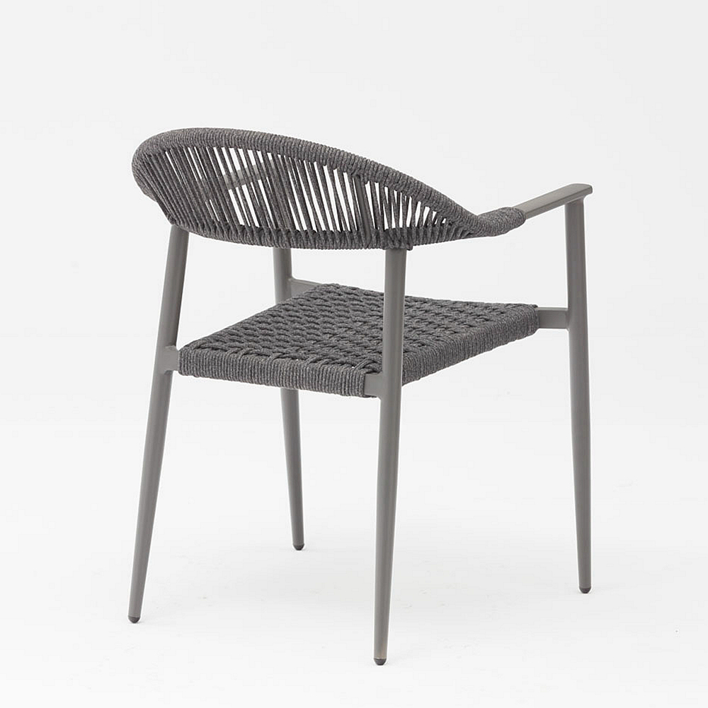 Nuevo diseño moderno Durable Cuerda suave elástica Estructura de aluminio trenzado Terraza Jardín Silla de cuerda al aire libre