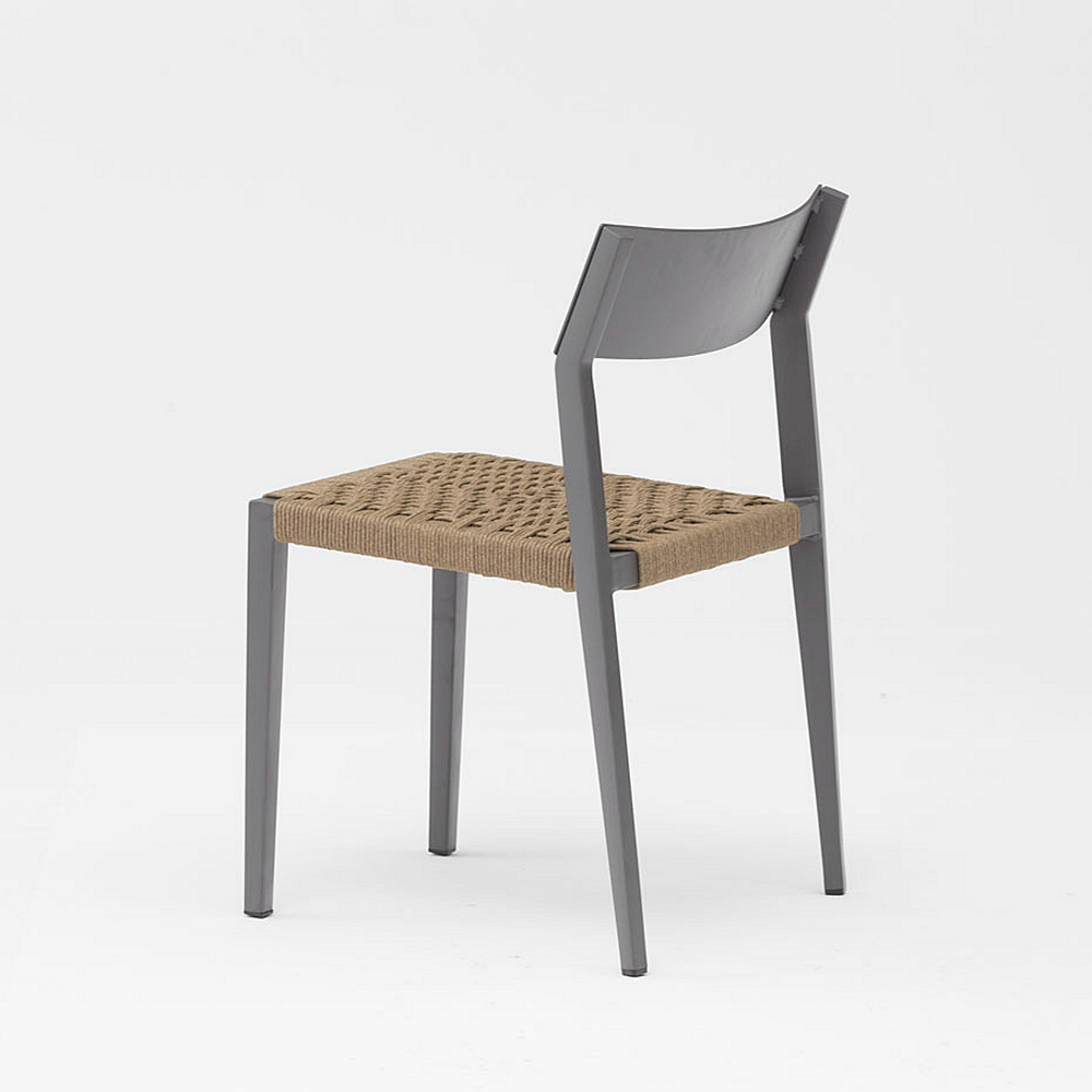 Nuevo y moderno diseño de arte de cuerda elástico suave cojín trasero de aluminio jardín terraza playa silla de cuerda al aire libre