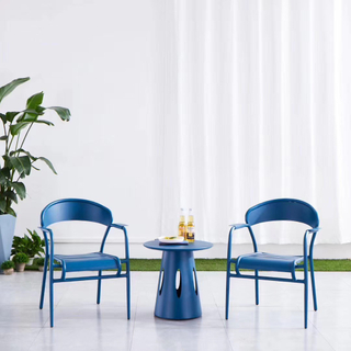 Bistro Comedor Jardín al aire libre Restaurante Patio Comida rápida Metal Aluminio Sillas apilables Juegos de mesa Muebles