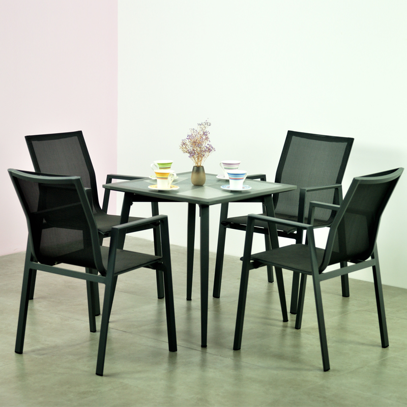 Nuevo diseño moderno bar hogar restaurante muebles al aire libre jardín aluminio fija sillas