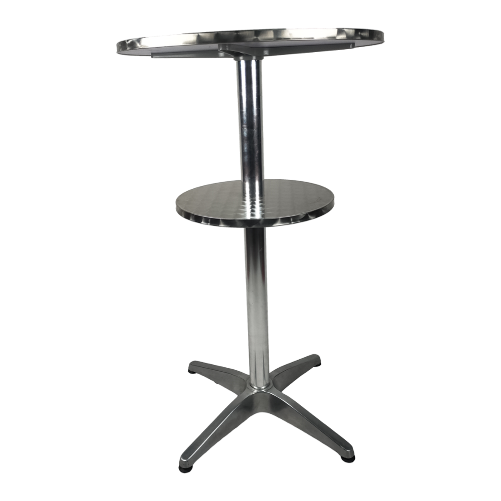 Mesa de bar portátil de taburete alto de muebles de exterior de metal redondo moderno de aluminio alto