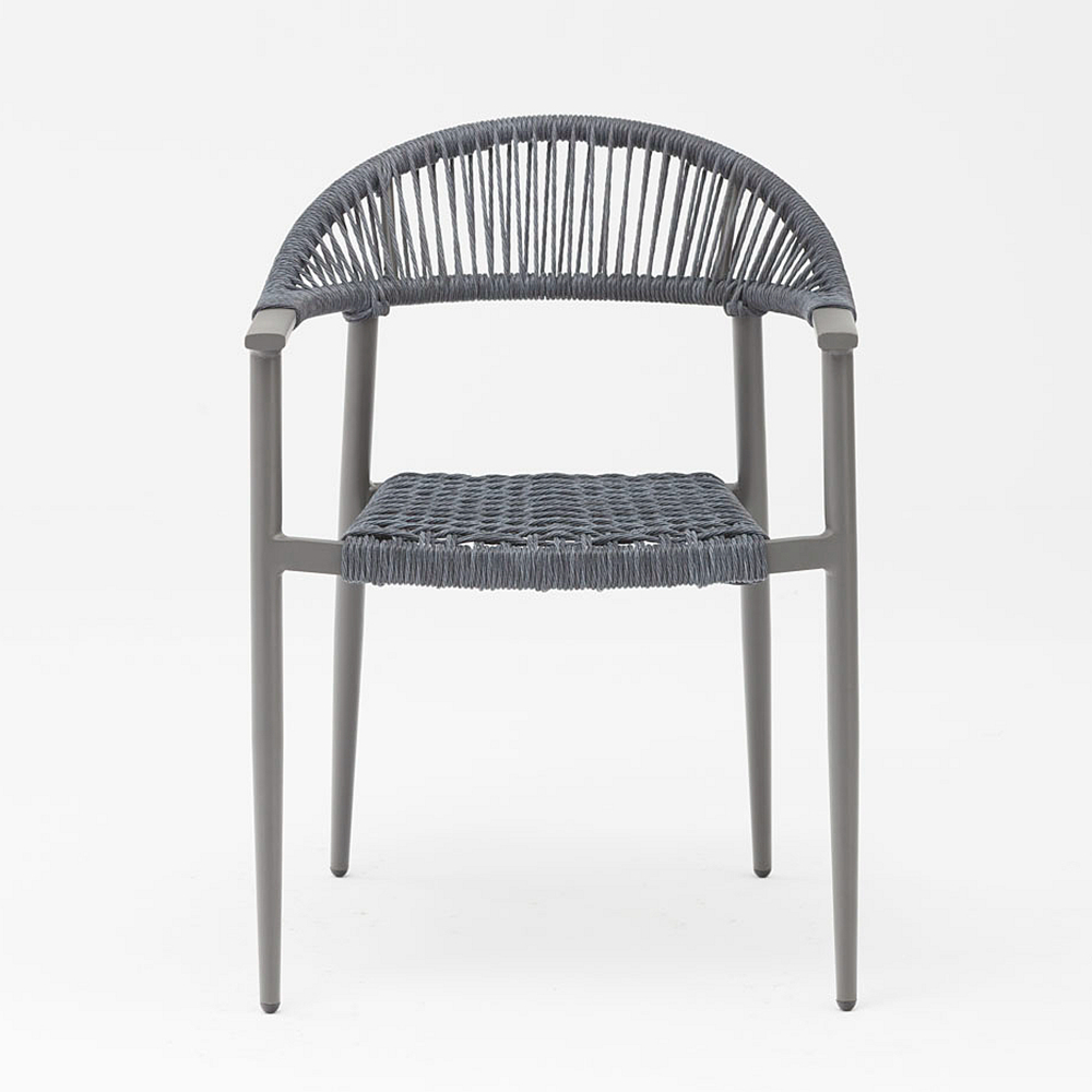 Nuevo diseño moderno Durable Cuerda suave elástica Estructura de aluminio trenzado Terraza Jardín Silla de cuerda al aire libre