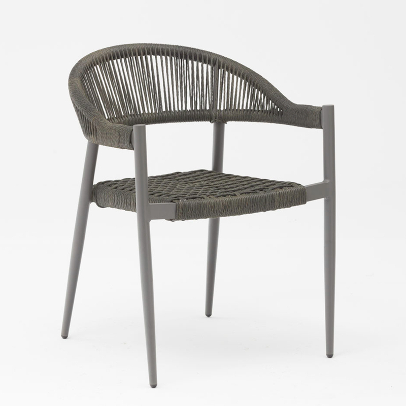 Nuevo diseño duradero cuerda suave elástica marco de aluminio trenzado moderno jardín terraza cuerda silla al aire libre