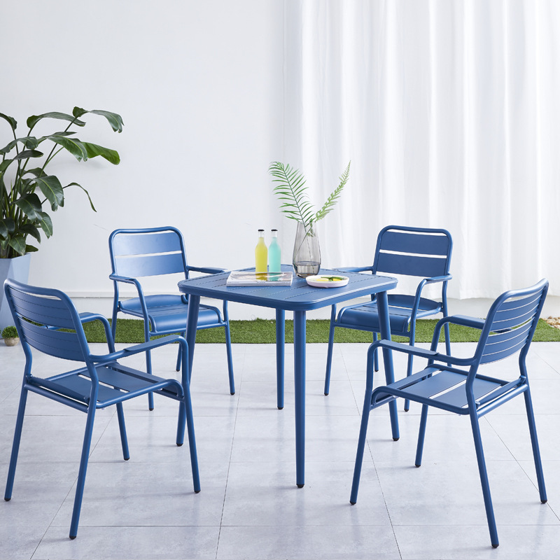 Nuevo diseño, marca moderna, bistró, comedor, jardín al aire libre, restaurante, Patio, Metal, aluminio, sillas apilables, juego de mesa, muebles