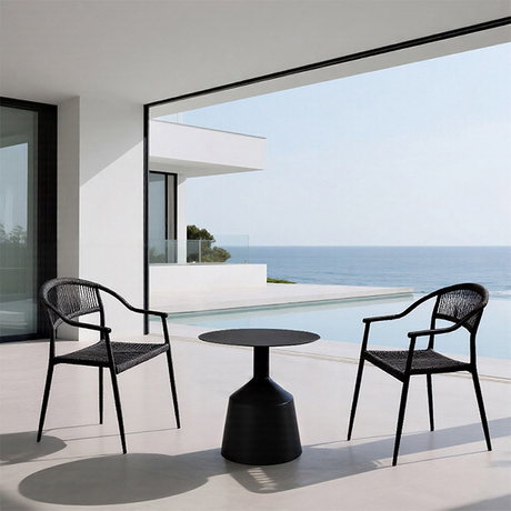 Juego de muebles de ratán de aluminio para exteriores: sillas de comedor de patio de lujo ligeras, resistentes al agua y al óxido para cafetería/bistro/balcón