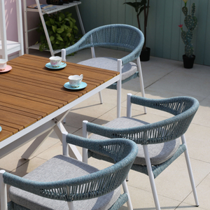 Venta caliente ocio moderno café tejido jardín silla al aire libre muebles de cuerda