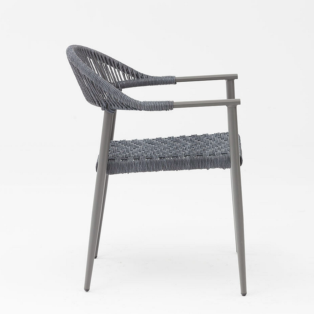 Nuevo diseño moderno Durable Cuerda suave elástica Estructura de aluminio trenzado Terraza Jardín Silla de cuerda al aire libre