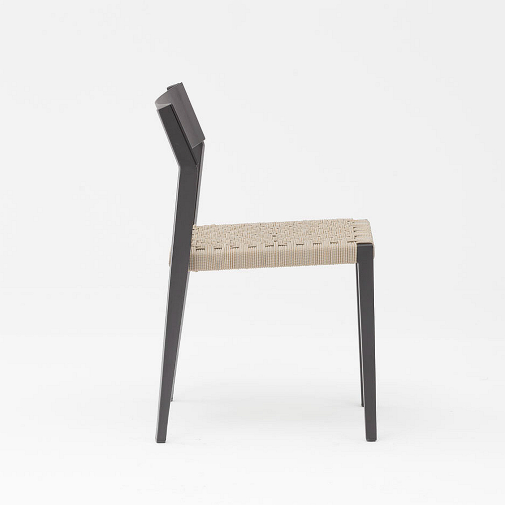 Nuevo y moderno diseño de arte de cuerda elástico suave cojín trasero de aluminio jardín terraza playa silla de cuerda al aire libre