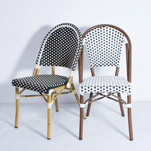 Nuevo diseño, marca moderna, Metal, jardín francés, Patio, bistró al aire libre, comedor, aluminio, bambú, mimbre, juegos de sillas