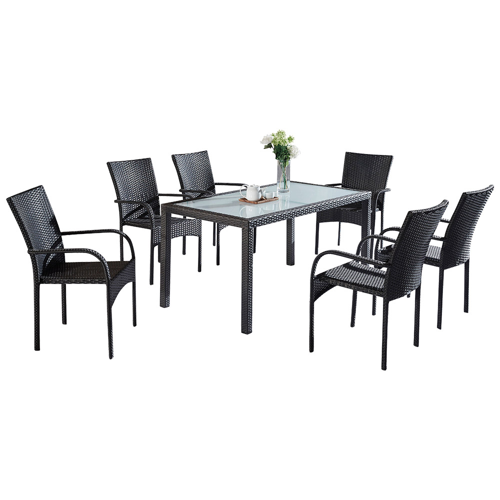 Sillas de comedor de mimbre de plástico apilables cómodas al aire libre