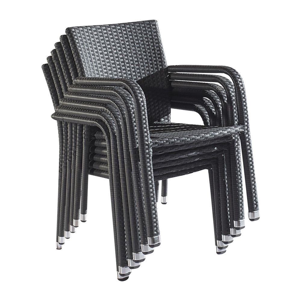 Sillas de mesa de bistró de mimbre de metal para interiores y exteriores