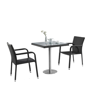 Sillas de mesa de bistró de mimbre de metal para interiores y exteriores