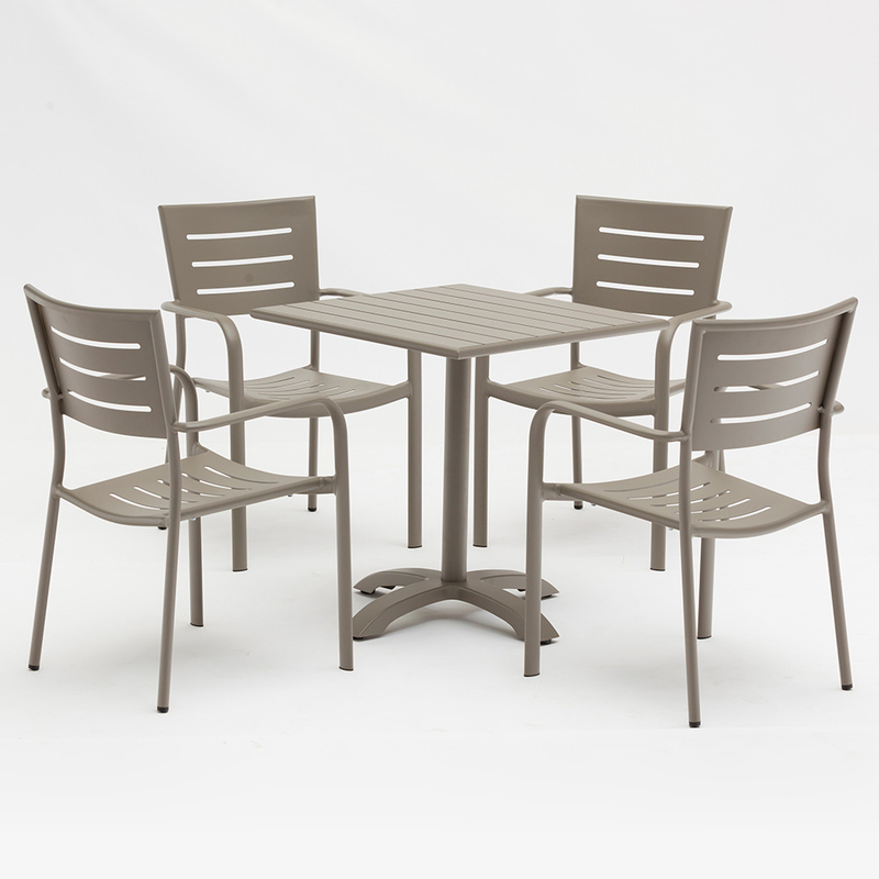Muebles de mesa y sillas de jardín de aluminio de metal al aire libre