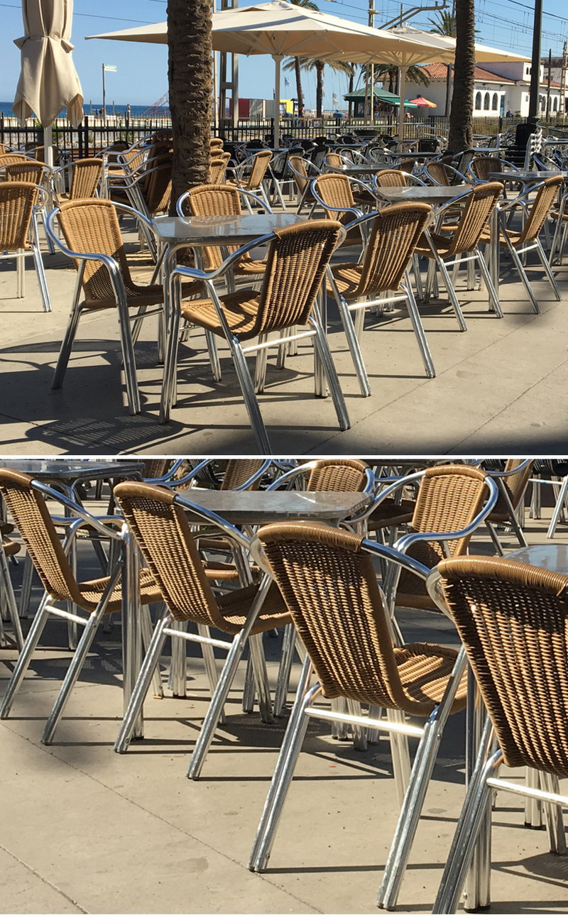 Muebles de patio mesa y sillas.