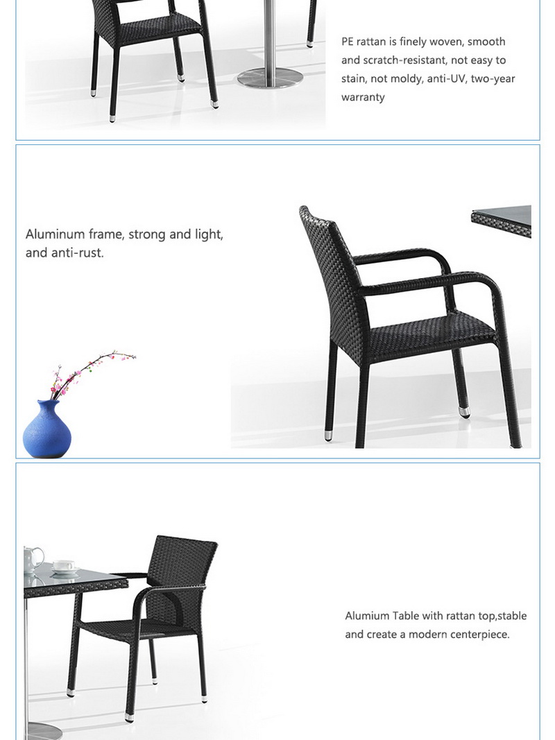 Sillas de patio de mimbre de metal apilable para exteriores - Compre