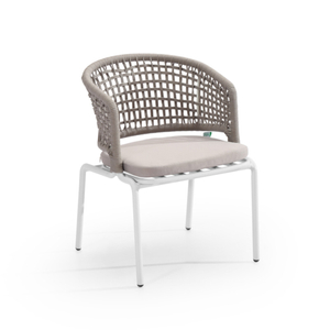 Silla de comedor de cuerda hinchable tejida vintage para patio al aire libre europeo