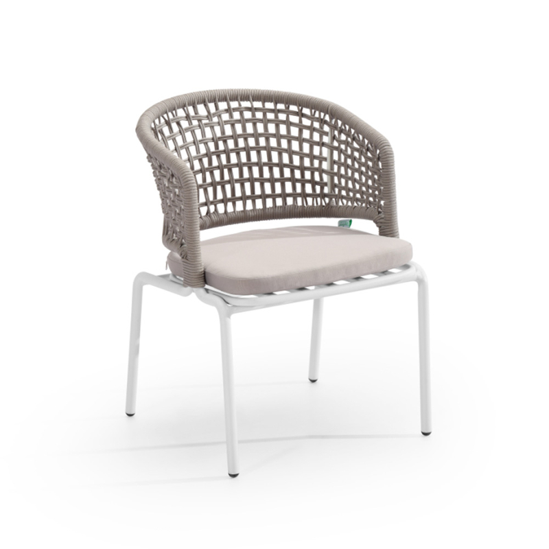 Silla de comedor de cuerda hinchable tejida vintage para patio al aire libre europeo