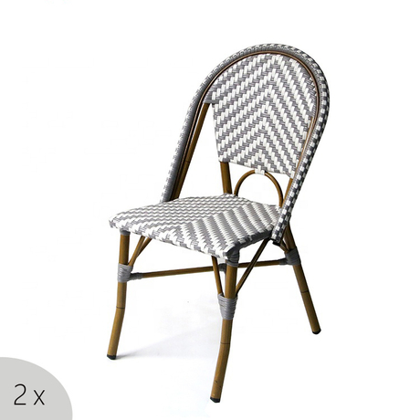 Bistro Balcón al aire libre Silla de mimbre de aluminio de ratán francés