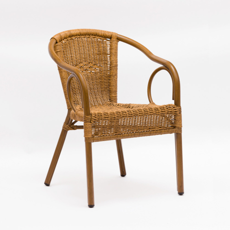 Silla de muebles de ratán de bambú y metal para jardín Bistro a la venta