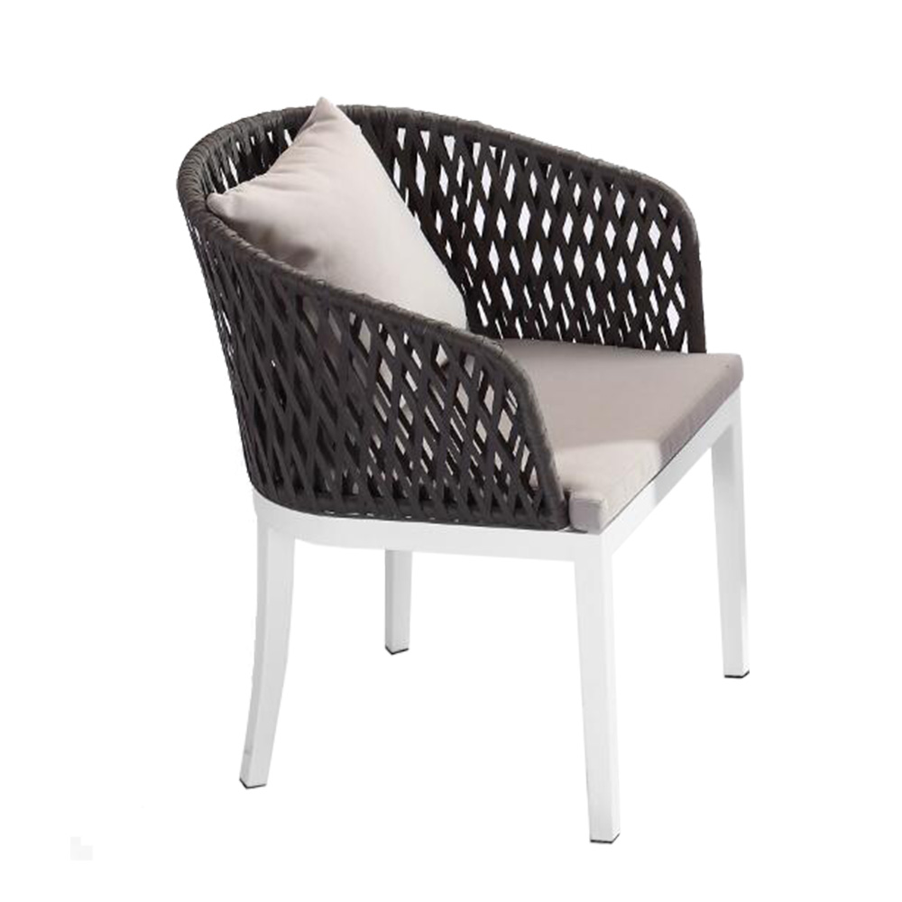 Juego de comedor de mimbre de ratán de aluminio de esquina de jardín al aire libre