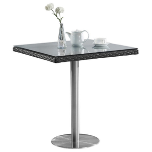 Mesa de comedor al aire libre de mimbre plástico de metal de aluminio pequeña