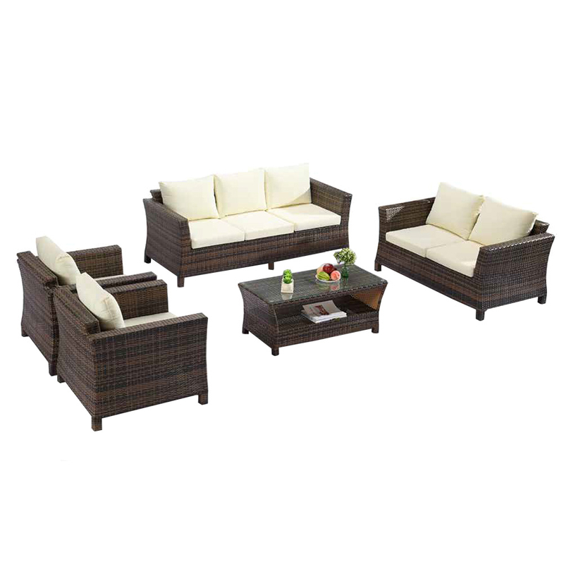 Conjunto de sofás de mimbre de mimbre de ratán al aire libre de 2 plazas