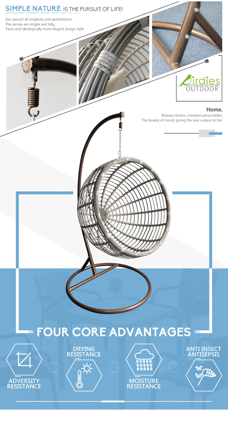 silla de columpio al aire libre con soporte